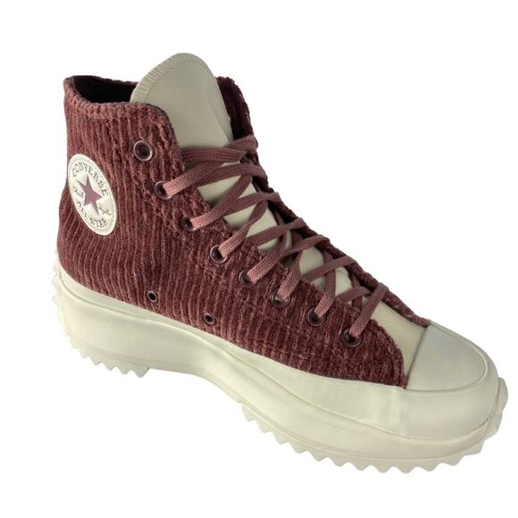 Converse Run Star Hike High Top Platform Sneakers Unisex M8 W9.5 Maroon Corduroy - Picture 1 of 13